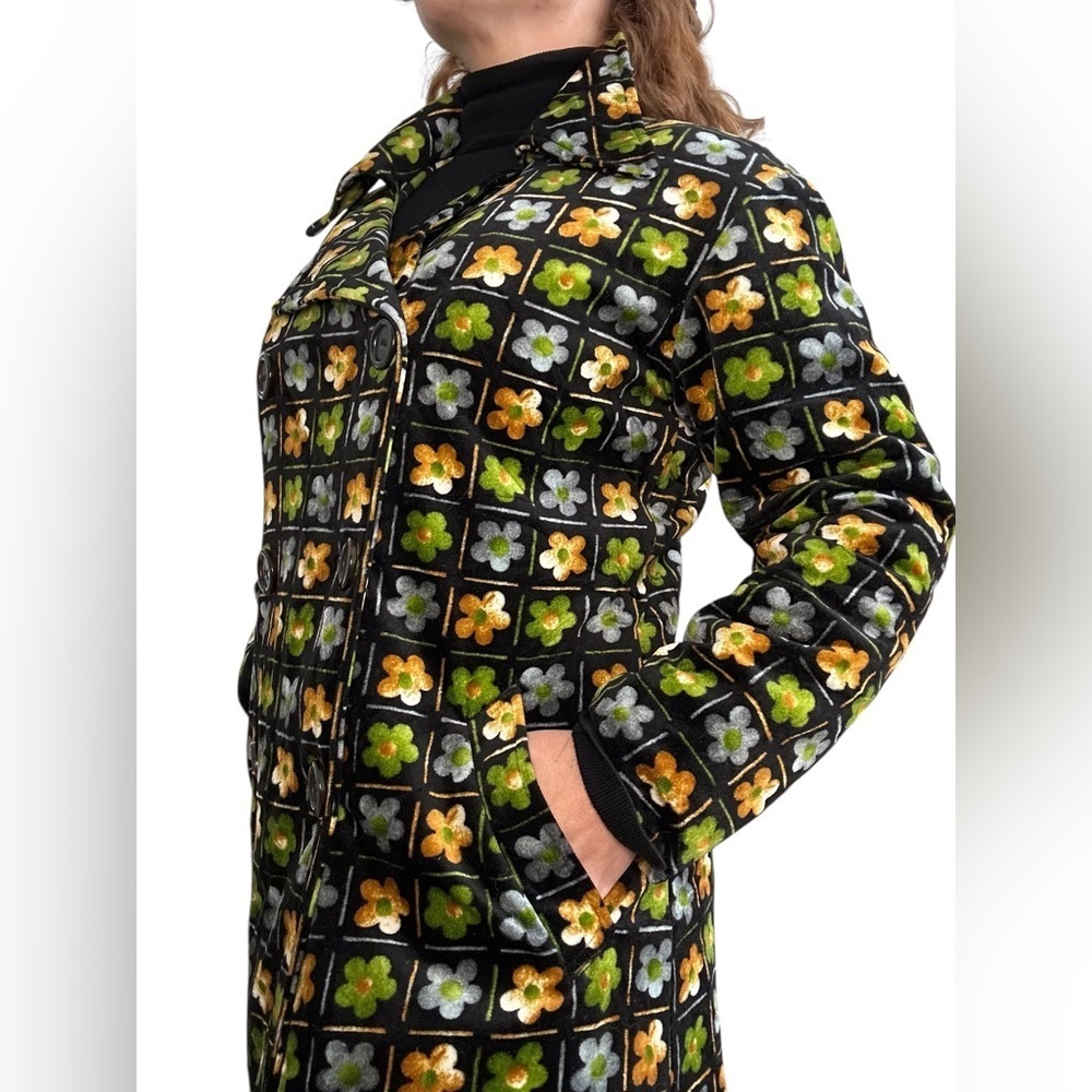 Clichu France 100% Cotton Floral Velvet-Pattern Coat – Fully Lined Small-medium